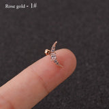 Rose Curved Cz Cartilage Stud Helix Rook Conch Screw Back Earring 10g Stainless Steel Ear Piercing Jewelry daiiibabyyy