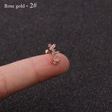 Rose Curved Cz Cartilage Stud Helix Rook Conch Screw Back Earring 10g Stainless Steel Ear Piercing Jewelry daiiibabyyy