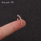 Rose Curved Cz Cartilage Stud Helix Rook Conch Screw Back Earring 10g Stainless Steel Ear Piercing Jewelry daiiibabyyy