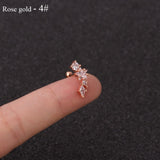 Rose Curved Cz Cartilage Stud Helix Rook Conch Screw Back Earring 10g Stainless Steel Ear Piercing Jewelry daiiibabyyy