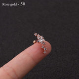 Rose Curved Cz Cartilage Stud Helix Rook Conch Screw Back Earring 10g Stainless Steel Ear Piercing Jewelry daiiibabyyy