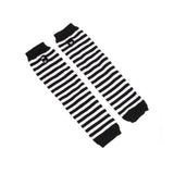 Autumn and Winter Women Anime Black White Striped Elbow Gloves Warmer Knitted Long Fingerless Arm Gloves Mittens Christmas Gift daiiibabyyy