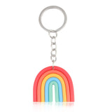 New Lovely Handmade Rainbow Keychain Smile Face Key Ring For Women Handbag Accessorie Car Hanging Summer Jewelry Gifts daiiibabyyy