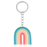 New Lovely Handmade Rainbow Keychain Smile Face Key Ring For Women Handbag Accessorie Car Hanging Summer Jewelry Gifts daiiibabyyy