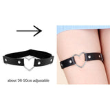 Rock Sexy Leather Love Garter Belt Elastic Leg Girl Women Harness Goth Accessories Black Gothic Rivet Punk Anklet Thigh Garter daiiibabyyy