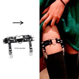 Rock Sexy Leather Love Garter Belt Elastic Leg Girl Women Harness Goth Accessories Black Gothic Rivet Punk Anklet Thigh Garter daiiibabyyy