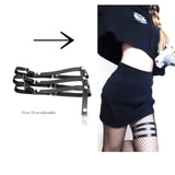 Rock Sexy Leather Love Garter Belt Elastic Leg Girl Women Harness Goth Accessories Black Gothic Rivet Punk Anklet Thigh Garter daiiibabyyy