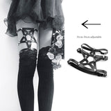 Rock Sexy Leather Love Garter Belt Elastic Leg Girl Women Harness Goth Accessories Black Gothic Rivet Punk Anklet Thigh Garter daiiibabyyy