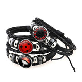 Sharingan Eye Leather Bracelet Anime Uchiha Sasuke Icon Snap Button Vintage Multilayer Braided Bracelet Men Fashion Fans Gift daiiibabyyy