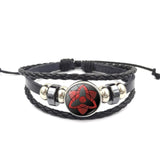 Sharingan Eye Leather Bracelet Anime Uchiha Sasuke Icon Snap Button Vintage Multilayer Braided Bracelet Men Fashion Fans Gift daiiibabyyy