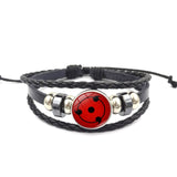 Sharingan Eye Leather Bracelet Anime Uchiha Sasuke Icon Snap Button Vintage Multilayer Braided Bracelet Men Fashion Fans Gift daiiibabyyy