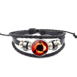 Sharingan Eye Leather Bracelet Anime Uchiha Sasuke Icon Snap Button Vintage Multilayer Braided Bracelet Men Fashion Fans Gift daiiibabyyy