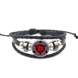 Sharingan Eye Leather Bracelet Anime Uchiha Sasuke Icon Snap Button Vintage Multilayer Braided Bracelet Men Fashion Fans Gift daiiibabyyy