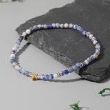 OAIITE Summer Fashion Bead Anklet Elasticity Adjustable Natural Stone Blue Spotted Stone Beach Women Anklet Bohemian Jewelry daiiibabyyy