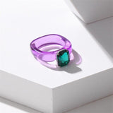 IFMIA Female 2021 New Ring Transparent Acrylic Colorful Rhinestone Minimalist Geometry Rings for Women Girls Jewelry Party Gifts daiiibabyyy