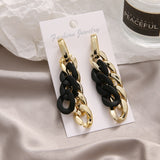 Fashion Acrylic Black Chain Drop Earrings Female Punk Geometric Acrylic Alloy Exaggerated Dangle Earrings Trendy Jewelry Gifts daiiibabyyy