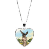 Shrek Heart Pendant Necklace Glass Cabochon Jewelry Gifts Couple Heart Choker Necklace for Women Fashion Friendship Necklaces daiiibabyyy