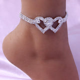 GLAMing Silver Gold Heart Ankle Bracelet for Occasion Women on the Leg Foot Chain Anklets for Women Boot Foot Jewelry Anklet