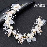 1Pc pearl flower head jewelry tiara white pearl leaf wedding headband bridal hair accessories for Women Bridal Head Ornament daiiibabyyy