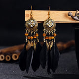 Summer Bohemian  Long Feather Dangle Earrings For Women Beach Chain Tassel Drop Earrings Wedding Bride Jewelry Oorbellen Hangers daiiibabyyy