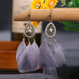 Summer Bohemian  Long Feather Dangle Earrings For Women Beach Chain Tassel Drop Earrings Wedding Bride Jewelry Oorbellen Hangers daiiibabyyy