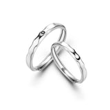 2Pcs Love Heart Electrocardiogram Couple Open Rings For Women Men Lover Black Silver Color Engagement Wedding Valentine'Day Gift daiiibabyyy