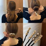 Lady Pearl Shell Flower Hairpin Foldable Hair Rope Wedding Banquet Party Hairband Fixed Ponytail Hair Accessories Women Jewelry daiiibabyyy