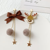 Cute Christmas Elk Dangle Earring For Women Butterfly Knot Star Pendant Drop Earring Fashion Xmas Jewelry Gift daiiibabyyy