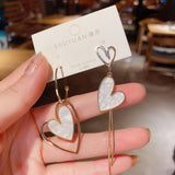 Korean Fashion Jewelry Earrings Asymmetric Love Earrings  Brincos Statement Earrings Tassel Heart-shaped Long Earrings Women Oor daiiibabyyy