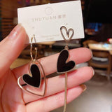 Korean Fashion Jewelry Earrings Asymmetric Love Earrings  Brincos Statement Earrings Tassel Heart-shaped Long Earrings Women Oor daiiibabyyy