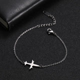 Skyrim Plane Charm Bracelet Stainless Steel Aircraft Airplane Adjustable Chain Bracelets on Hand Pulsera Jewelry Gift for Women daiiibabyyy