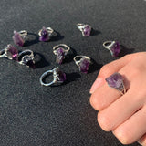 Momiji Amethyst Open Rings for Women Silver Color Adjustable Natural Stone Crystal Ring Fashion Jewelry Gifts daiiibabyyy