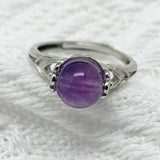 Momiji Amethyst Open Rings for Women Silver Color Adjustable Natural Stone Crystal Ring Fashion Jewelry Gifts daiiibabyyy