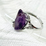 Momiji Amethyst Open Rings for Women Silver Color Adjustable Natural Stone Crystal Ring Fashion Jewelry Gifts daiiibabyyy