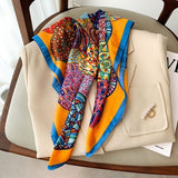 2021 Summer Luxury Brand Silk Scarf Square Women Shawls And Wraps Fashion Office Small Hair Neck Hijabs Foulard Scarves 70*70cm daiiibabyyy