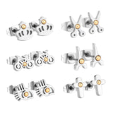 LUXUKISSKIDS 6Pairs/Box pendientes Stainless Steel Earrings For Women Fashion Jewelry Gold Black Men Child Stud Earring brincos daiiibabyyy