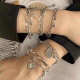 EN Gothtic Silver Color Anklet Cross Women Men Chain Ankle Bracelet Gifts Heart Coin Anklets Bangles Leg Bracelets Foot Jewelry daiiibabyyy