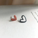 Trend Asymmetric Hollow Heart Earrings for Women 2021 Beautiful Girl Cute Party Jewelry Korean Yellow Blue Stdu Earrings daiiibabyyy