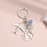 1PC Earth Airplane Keychains No Matter Where Pendant Travel Keyring Friendship Best Friend Jewelry Diy Handmade daiiibabyyy