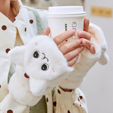 Women Winter Fur Rabbit Mittens fingerless Gloves Plush Warm Glove Winter Soft Thick Gloves for Women Girl Flexible Half Finger daiiibabyyy