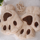 Women Winter Fur Rabbit Mittens fingerless Gloves Plush Warm Glove Winter Soft Thick Gloves for Women Girl Flexible Half Finger daiiibabyyy