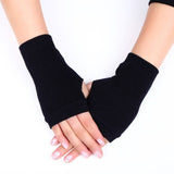 Women Winter Fur Rabbit Mittens fingerless Gloves Plush Warm Glove Winter Soft Thick Gloves for Women Girl Flexible Half Finger daiiibabyyy