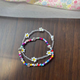 HangZhi  New Korean Cute Flowers Daisy Bracelets Transparent Colorful Beaded Handmade Elastic Wristband for Women Jewelry daiiibabyyy