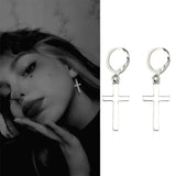 Fashion Men's Stainless Steel Cross Pendant Cartilage Drop Dangle Earrings Punk Jewelry for Cool Women Girl Friendship Gifts daiiibabyyy