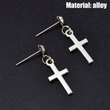 Fashion Men's Stainless Steel Cross Pendant Cartilage Drop Dangle Earrings Punk Jewelry for Cool Women Girl Friendship Gifts daiiibabyyy