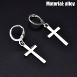 Fashion Men's Stainless Steel Cross Pendant Cartilage Drop Dangle Earrings Punk Jewelry for Cool Women Girl Friendship Gifts daiiibabyyy