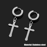 Fashion Men's Stainless Steel Cross Pendant Cartilage Drop Dangle Earrings Punk Jewelry for Cool Women Girl Friendship Gifts daiiibabyyy