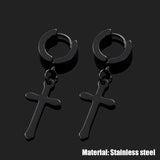 Fashion Men's Stainless Steel Cross Pendant Cartilage Drop Dangle Earrings Punk Jewelry for Cool Women Girl Friendship Gifts daiiibabyyy