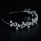 YCDZSWWL European Style Goddess Maple Leaves Shaped Elegant Headband Fairy Tiara Zircon Inlayed Full Crystal Bridal Crown daiiibabyyy