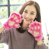 Fashion Girls Lovely Cat Claw Paw Plush Mittens Warm Soft Plush Short Fingerless women Leisure Bear Cat Gloves Half Finger Gifts daiiibabyyy